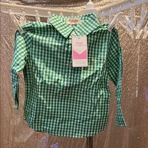Kids Green Checkered Button Down Shirt